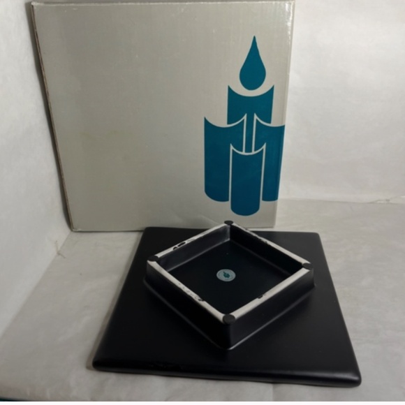 Vtg Partylite Time Square Decorative Square Ceramic Candle Holder Black P7355 - Picture 2 of 4